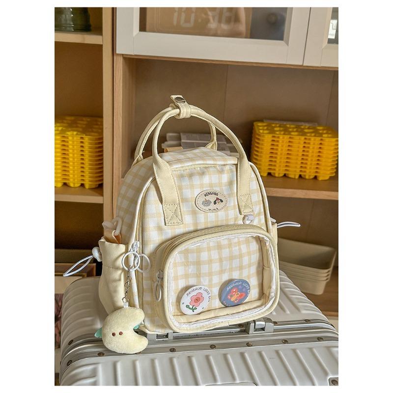 The New Schoolbag Is High-value, Fresh and Sweet Plaid, Lazy and Transparent, and a Girl's Mini Backpack.