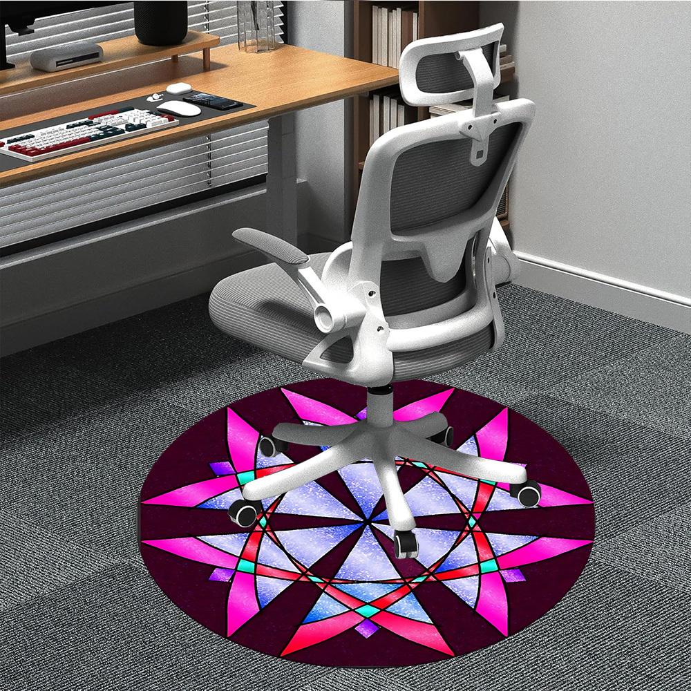 1pc Stained Glass Office Round Rug, Non-slip, Soft and Durable Office Rug for Interior Decoration, Perfect for Office,Decoration yy260204036
