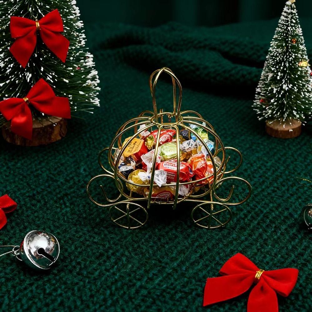 Hollow Pumpkin Carriage Centerpiece Candy Holder  For Party Halloween Christmas Decoration
