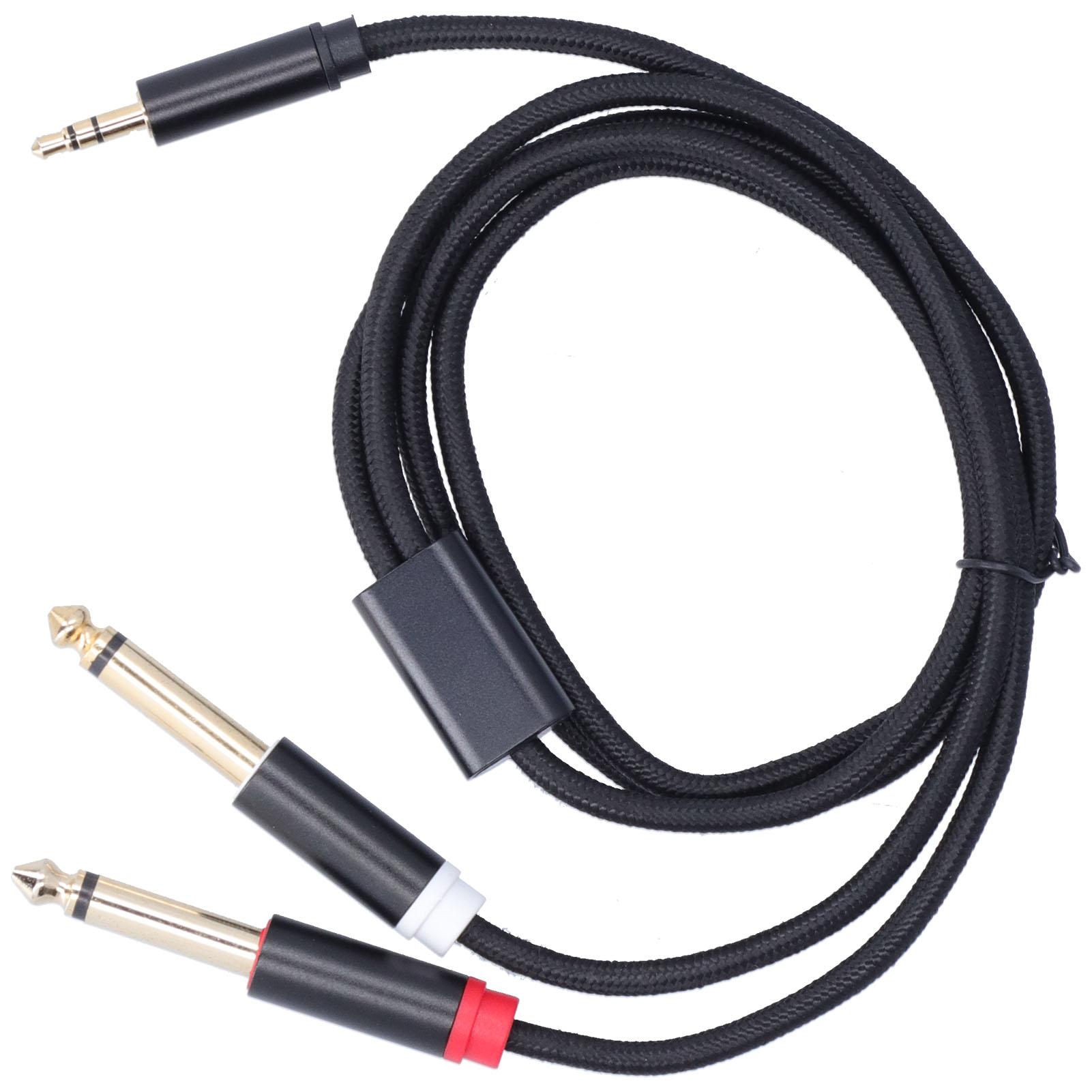 

3683 Кабель-адаптер Хлопковая плетеная сетка 3,5 мм штекер на двойной 6,35 мм o Адаптер для настройки динамика 1m / 3.3ft