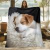 Eine weiche und beruhigende Decke mit digitalem Druckmuster von Hunden, geeignet für alle Jahreszeiten, perfekt für die Verwendung auf dem Sofa, aus 100 % Polyester für Komfort, ein