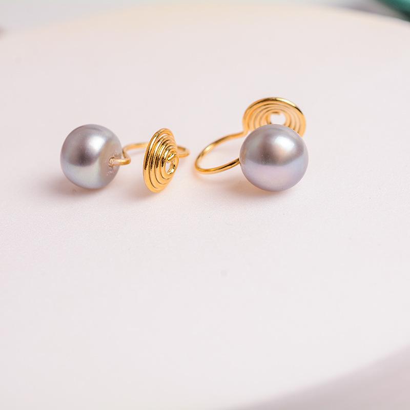 Natural freshwater pearl non-piercing ear clips for women, simple 11k gold-inlaid niche high-end mosquito coil earrings, INS style