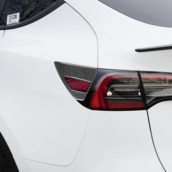 Luxury Carbon Fiber Car Rear Tail Charging Port Sticker For Tesla Model 3 Y 21