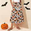 Women's Casual Stretch Waistband Drawstring Halloween Print  Half-length Skirt