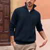 Men Long Sleeve Zipper Stand Collar Striped Thick Casual Polo Shirt