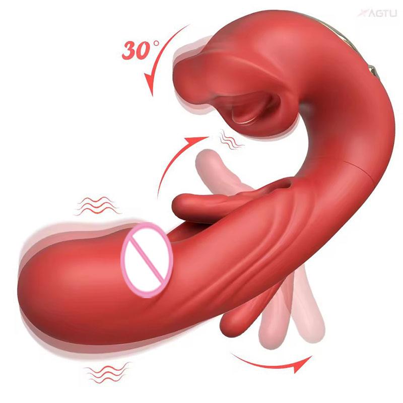 G Spot Vibrator Tongue Licking Sucking Sex Toy for Women Vibrator Finger Flapping Dildo Vagina Clit Stimulate Adult Masturbator