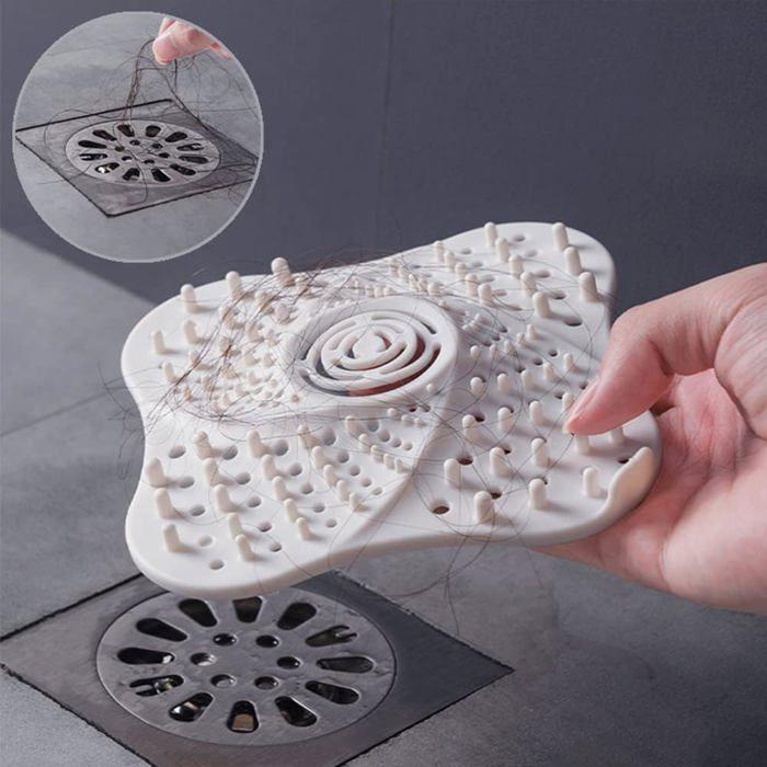 Bouchon de drain douche - AIMOONSA - Lot 2 - Silicone PVC - 13 x 13 cm - Ventouse anti-cheveux
