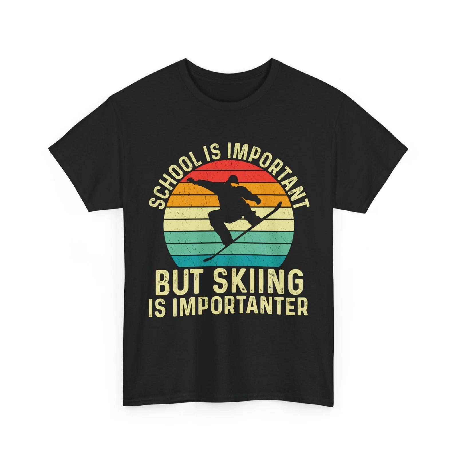 Skiing Shirt, School Is Important But Skiing Is Importanter Skier Vintage Shirt 2XL