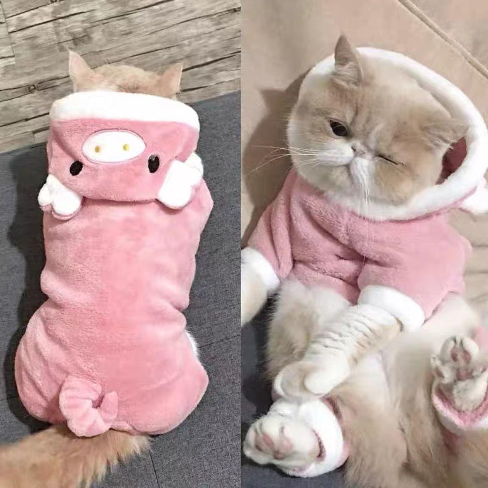 Warm Hoodies Puppy Clothes Coral Velvet Dog Jumpsuits Kawaii Pet Dog Clothes  Yorkshire