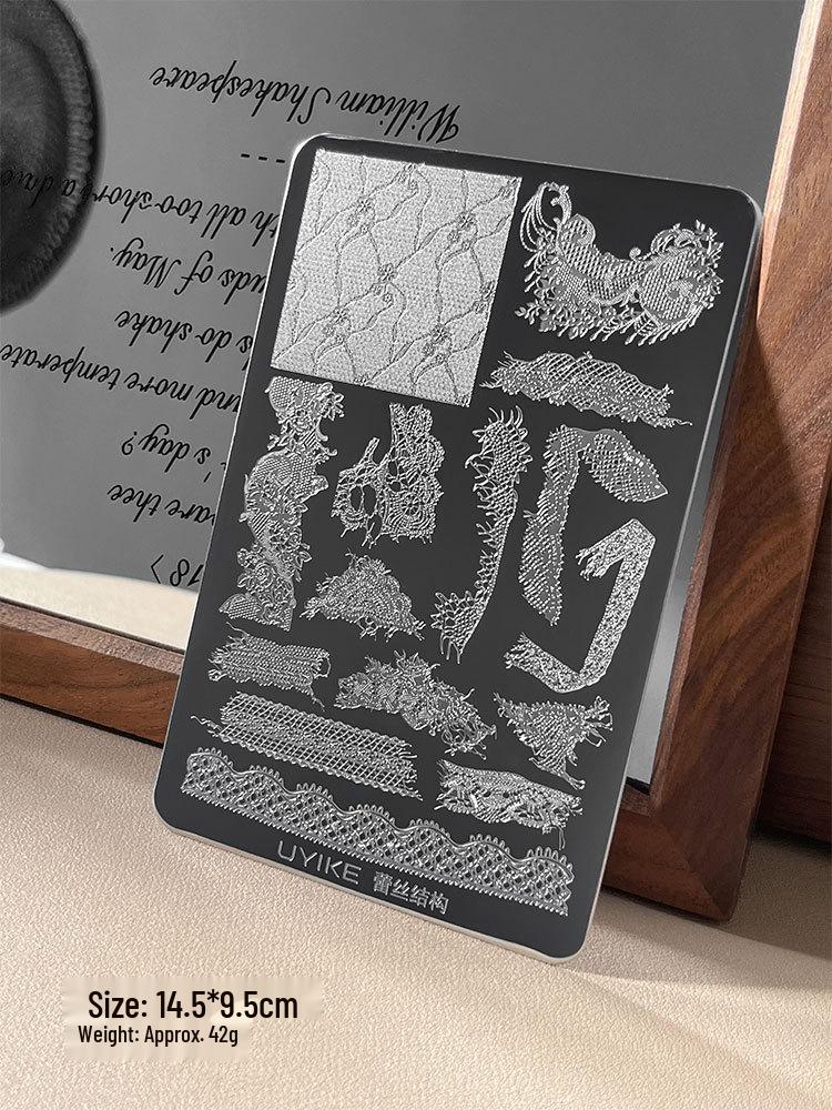 Nail Art Stamping Plates - Star, Polka Dot, Lines, Grid Lace Textures