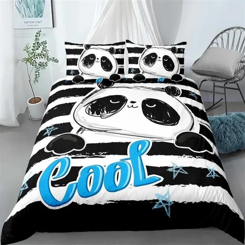 Cute Panda Animal Giant Panda Comfortable Duvet Quilt Cover Pillowcase Bedding Set Children Bedroom Decoration Home Textile
