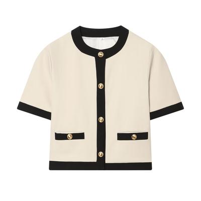 European and American Style, New Women's Clothing, Contrasting Color Short-sleeved Blazer, High-waisted Contrasting Color Casual Straight-leg Pants