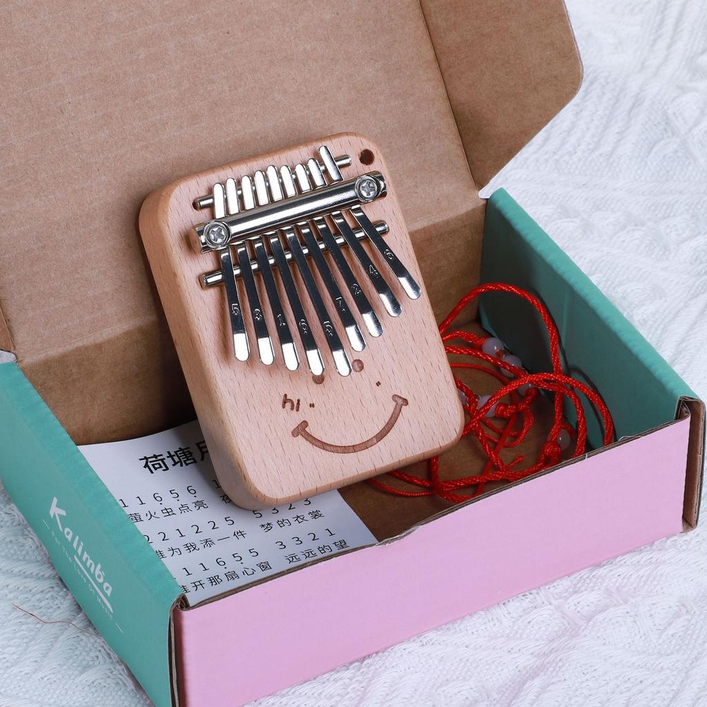 Mini Thumb Piano Solid Wood Musical Instrument Wooden 9 Tone Finger Piano Kalimba Portable Beginner