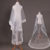 Womens Short Fingertip Length 1 Tier Lace Edge Wedding Bridal Veil Bride Tulle Hair Accessories Without Metal Comb