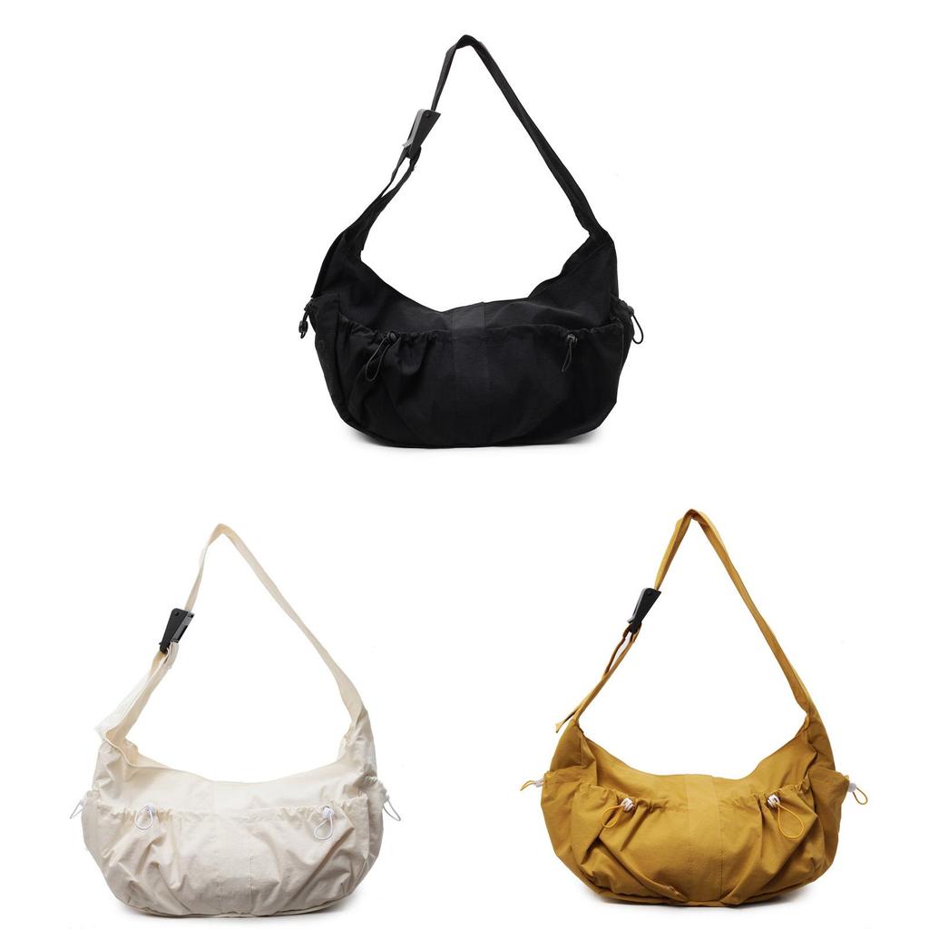 Nylon Shoulder Bag With Drawstring Closure For Casual Daily Use