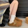 Half tray femininity autumn round head Birkenstocks versatile ugly cute bag head half slippers  casual one pedal