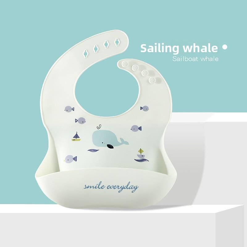 Maternal and Infant Products Baby Bib Waterproof Children's Silicone Bib, Baby Saliva Rice Pocket Leave-in Summer