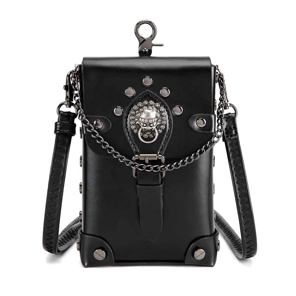 Średniowieczna torebka damska na jedno ramię ze skóry PU w stylu color-blocking, mała kwadratowa torebka w stylu industrialnym retro, steampunkowa torebka crossbody MINI