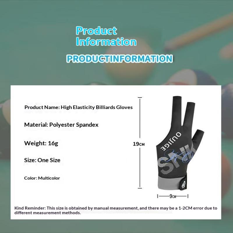 Open Finger Billiard Gloves Breathable Polyester Snooker Pool Glove Anti-Slip Adjustable Billiard Training Cue Glove