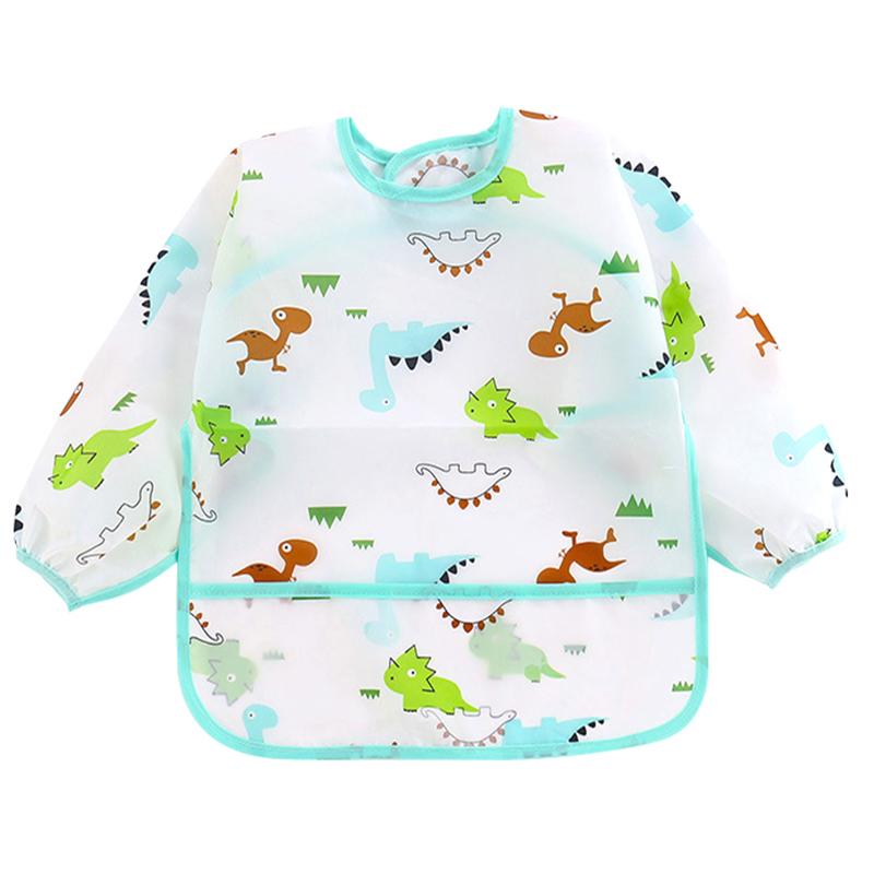 Cute Baby Bibs Toddler Baberos Bavoir Waterproof Long Sleeve Apron Cartoon Animals Children Feeding Smock Bib Baby Stuff 0-3Y
