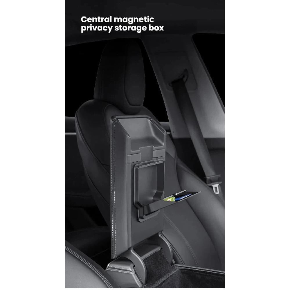 For Tesla Model 3/Y/YL Magnetic Center Console Armrest Storage Box – Privacy Hidden Organizer Tray, Anti-Fly Magnetic Cover