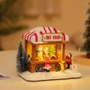 Creative Resin Santa Claus Popcorn Wagon Musical Village Scene Decor Snowy View Festival Scene Xmas Window Display Pendant
