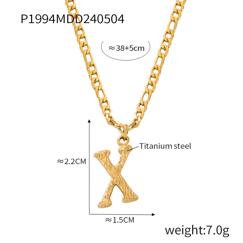 Simple Light Luxury Titanium Steel 26 Letter Necklace Niche Non-Fading Necklace Gold Tree Pattern Jewelry
