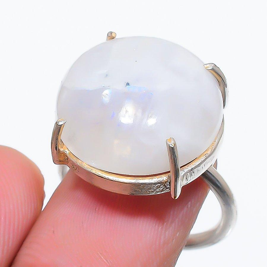 

Rainbow Moonstone Gemstone 925 Sterling Silver Jewelry Ring Size Adjustable GK-6004