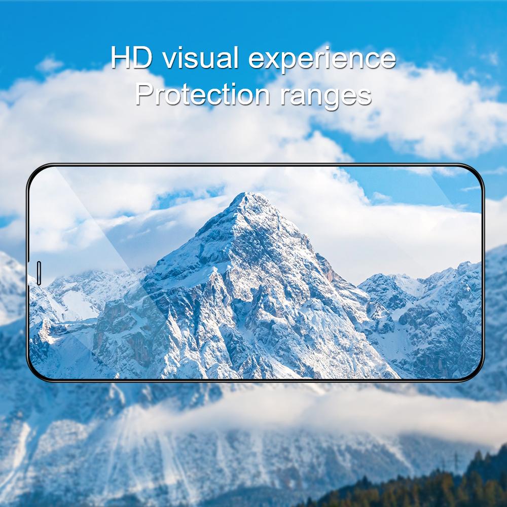 AMORUS Skjermbeskytter for iPhone 15 Pro Max, Klar Silketrykk Full Lim Herdet Glassfilm