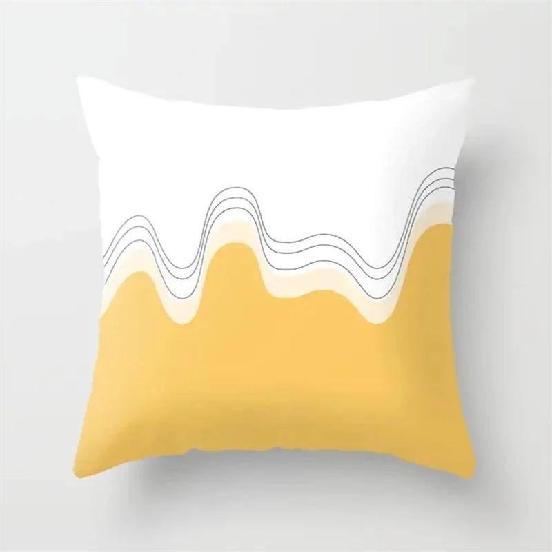 Nordic Light Pink Yellow Geometry Cushion Cover Abstract Art Polyester Pillowscase Simple Modern Couch Decorative Pillow Covers