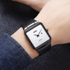 Square Watch Men Leather Strap Black Simple Slim Stylish Wristwatch Gentleman Waterproof Business Casual Male Gift Black White