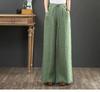 Sixteen Colors Multi-color High Waist Wide-Leg Linen Cotton Korean Style Women's Pants, Spring/Summer, Plus Size, Floor-Length, Straight Leg.