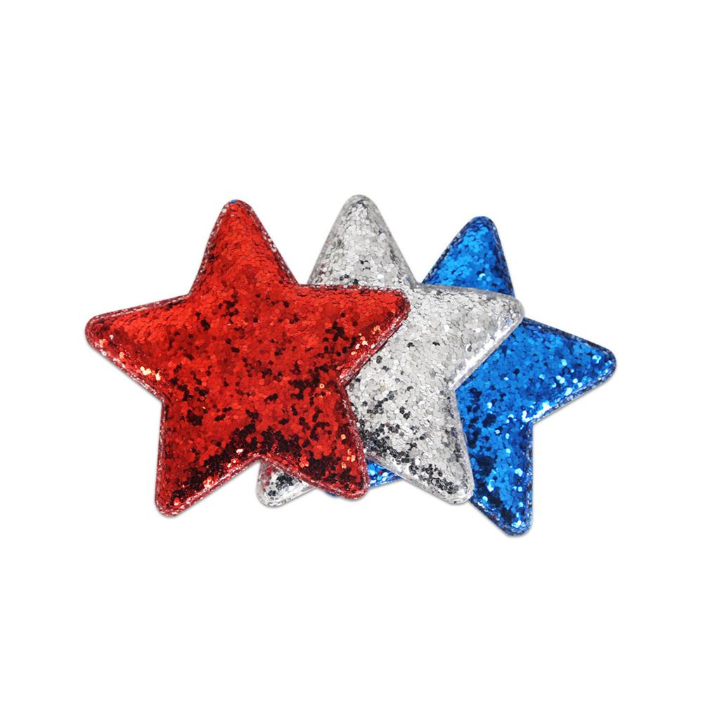 Children's Five-pointed Star Hairpin Independence Day Party Decoration Accessories Red Blue Sequin Star Hairpin