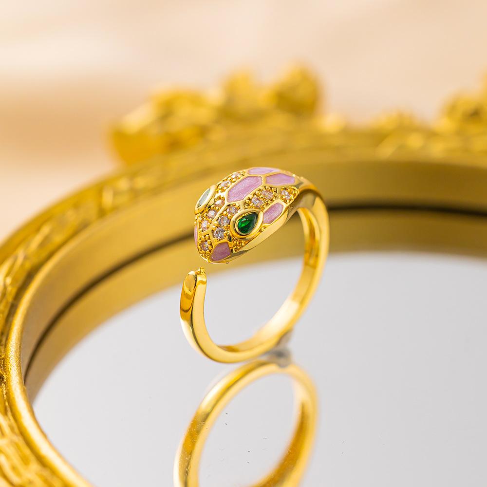 Exquisite super flash zircon ring for girls, light luxury, high-end sense opening adjustable ring, simple real gold electroplating