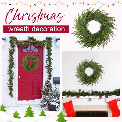 Norfolk Wreath For Front Door Artificial Christmas Wreath Green Faux Wreath For Wall Mantle Outdoor Christmas Decoration