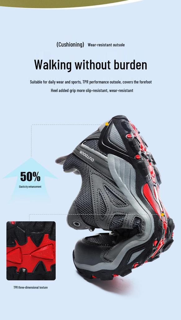 Ultra-Light Breathable Hiking Shoes: Wear-Resistant, Non-Slip, Large Size, Ideal for Outdoor Activities & Camping.