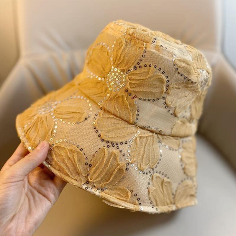 Elegant Lace Flower Fisherman Hat For Women, Breathable Mesh Sun Hat With Outdoor Sun Protection