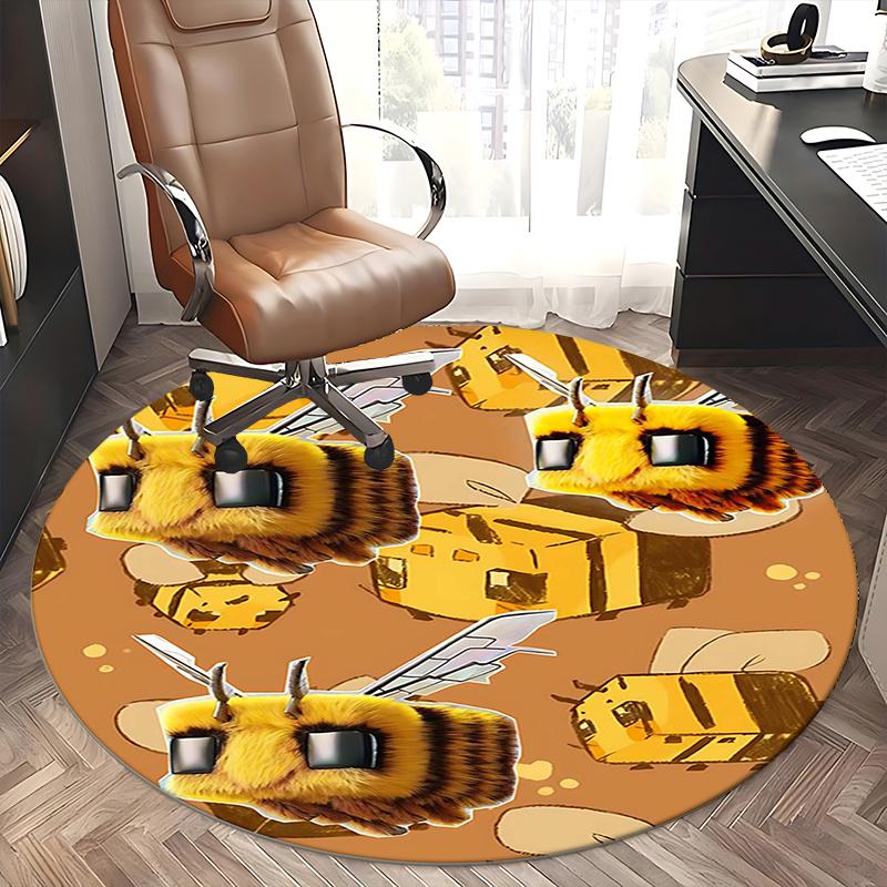 Bee Print,Honeycomb Pattern Chair mat Round Rug Office carpet, Non slip, Suitable for Living Rooms, Bedrooms decor.1205359a
