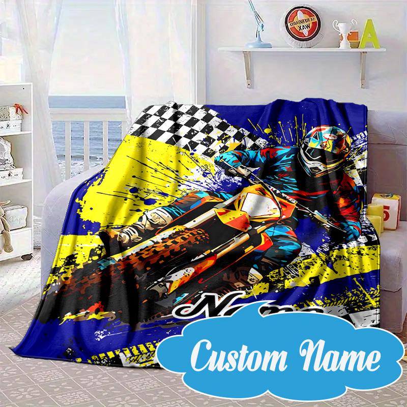 Custom Name Cartoon Excavator Blanket bed sofa Blanket Flannel Blanket for Camping, Hiking, Picnic Essentials,gift for Fan family