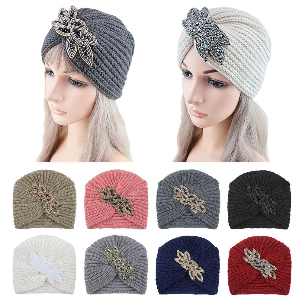

Thick Hijab Caps Soft Knitted Hats Fashion Turban Cap for Women