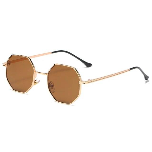 Luxusní čtvercové sluneční brýle Muž Žena Móda Malý rám Polygonové sluneční brýle kovové Vintage Retro Octagon Gafas De Sol