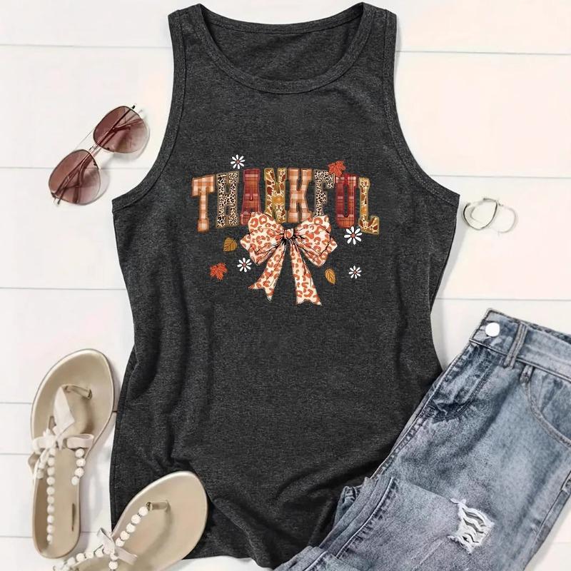 A Loose Large Vest with A Women's Style Thanksgiving Pattern