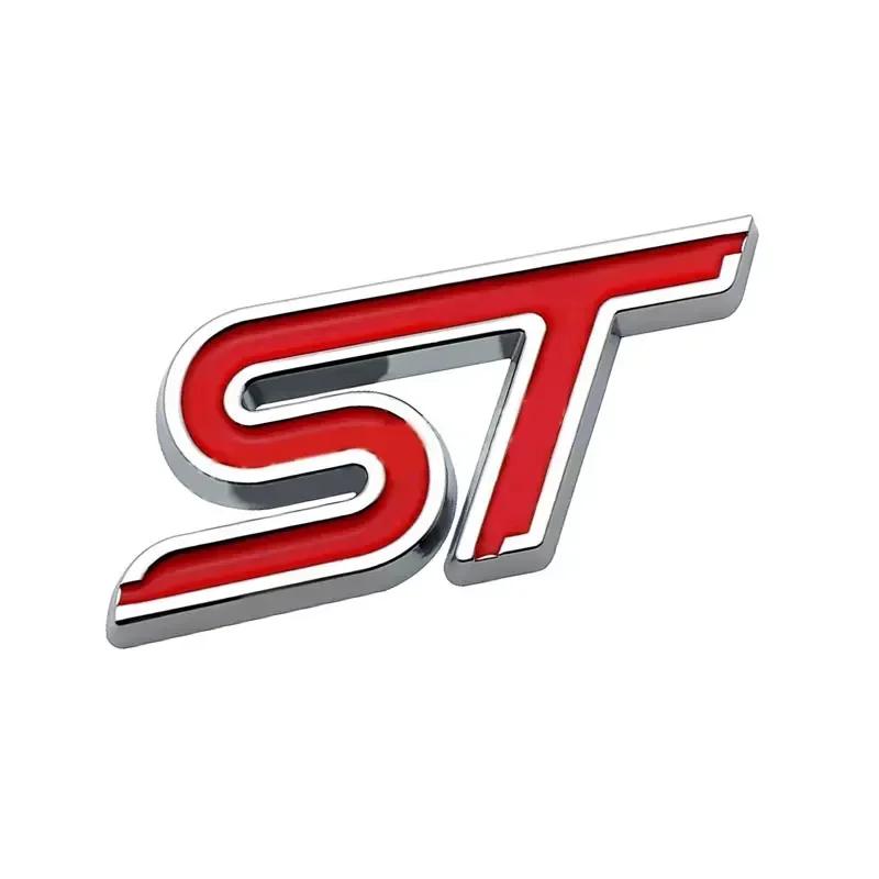 AJG1 3D Metal ST Badge Decal Car Body Emblem Rear Trunk Sticker for Ford Everest Fiesta Focus Mondeo Ranger Mustang Transit Explorer