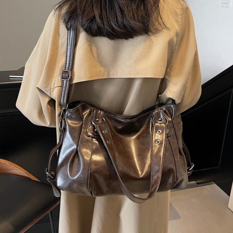 Retro Marke Geräumige Schultertasche Damen Luxus Einfarbige Klassische Umhängetasche Große Kapazität Stil Weiches PU-Leder Tragetasche