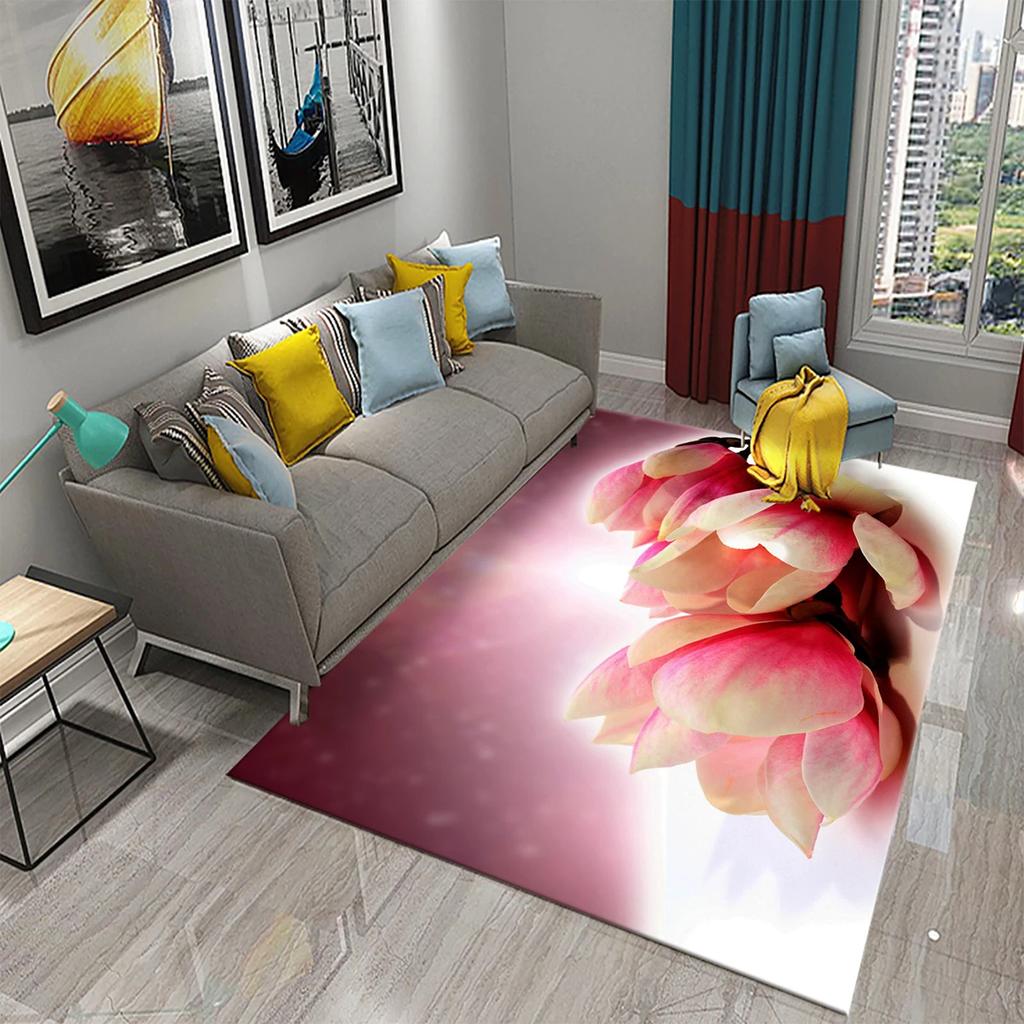 Magnolienblüten Teppich Rosa und Weiß Blumenteppiche Fußmatten Schlafzimmerdeko Bodenteppiche für Badezimmer Küche Eingang Rutschfester Teppich
