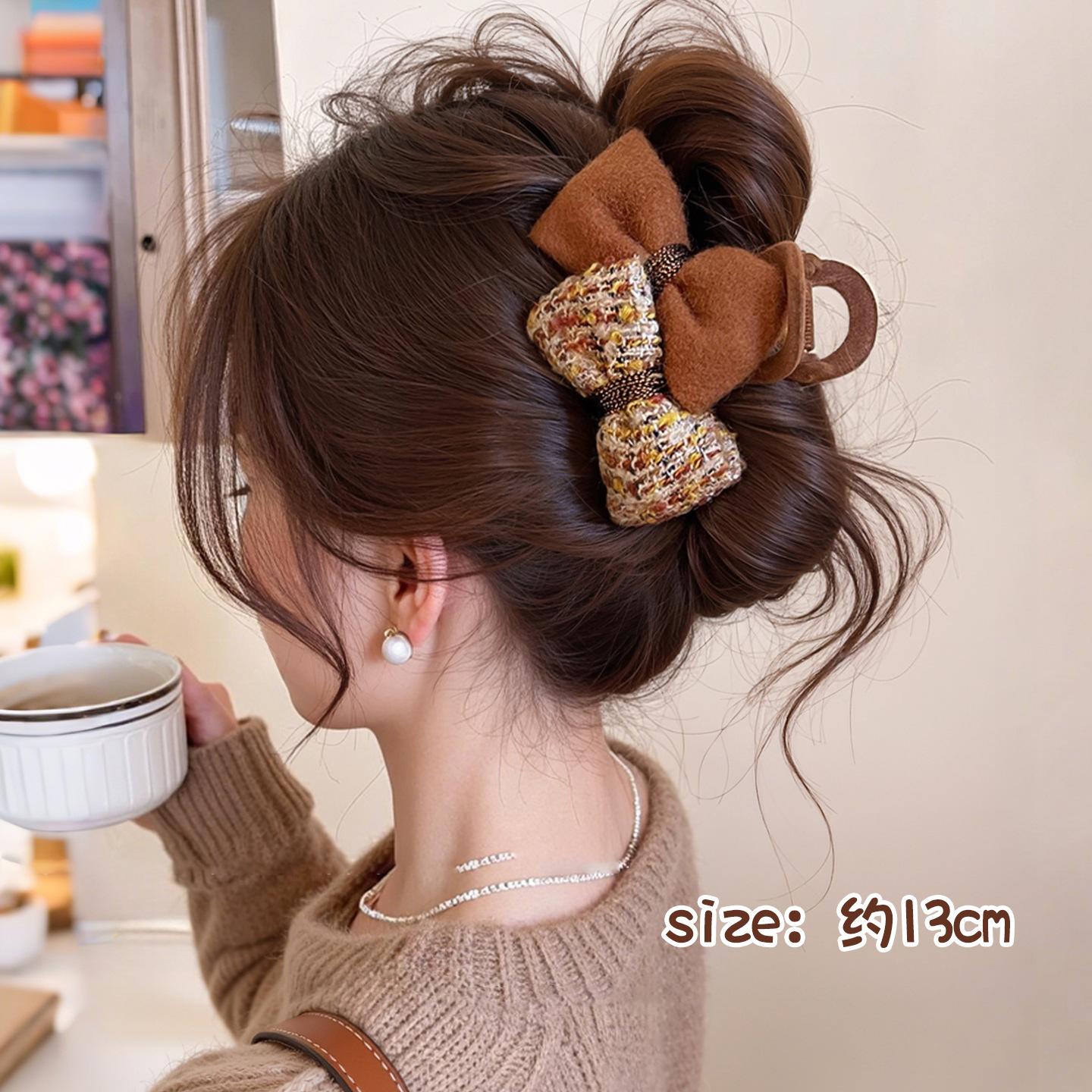 

Plush Double-sided Bow Clip Women s High-end Feeling Hair Back Of Head Temperament Shark Headband