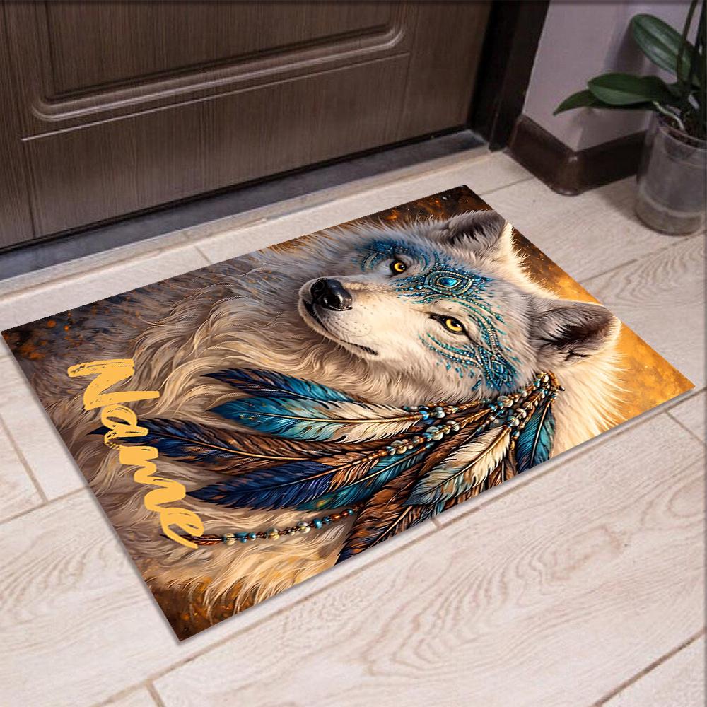 Custom Name Wolf Printed Carpet,Rug for Office Chair Living Room Bedroom Kitchen Room Decor Gifts.