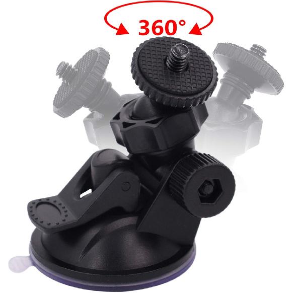 CH01A 1/4" 1/8" Thread Camera Suction Mount Tripod Holder in Dash Cam Mount Holder - Screw Tripod Windshield Holder Fits Sony/Ricoh/HP/GoPro/Oculus