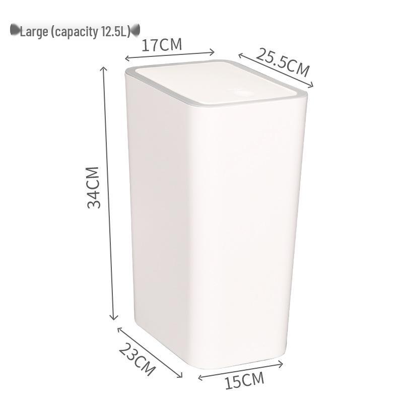 Press-Type Large Capacity Trash Can with Lid for Living Room, Kitchen, Bathroom, or Toilet - Hands-Free Operation