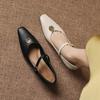 Krazing Pot Microfiber Square Toe Thick Med Heels Spring Summer Shoes Big Size 43 Metal flowers Women Shallow Pumps